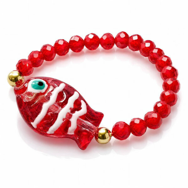 "Fish" PVD Gold-Plated Glass Ring - Bubble Pop