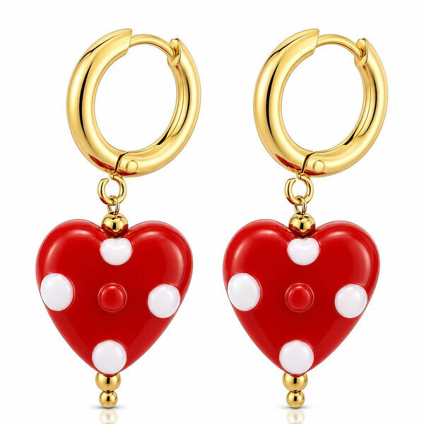 "Hearts" PVD Gold-Plated Glass Earrings - Bubble Pop