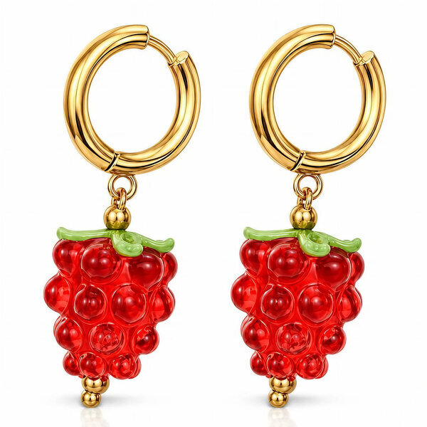 "Berry" PVD Gold-Plated Glass Earrings - Bubble Pop