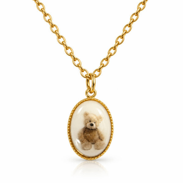 "Bear" PVD Gold-Plated Acrylic Necklace - Bubble Pop