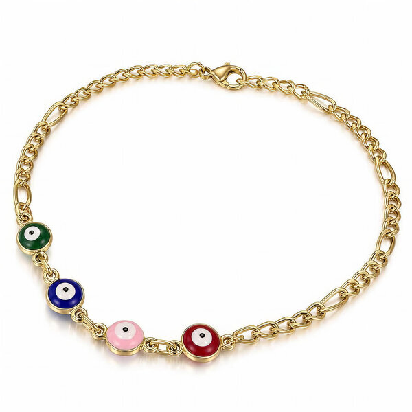 "Evil Eyes" PVD Gold-Plated Steel Bracelet - Bubble Pop