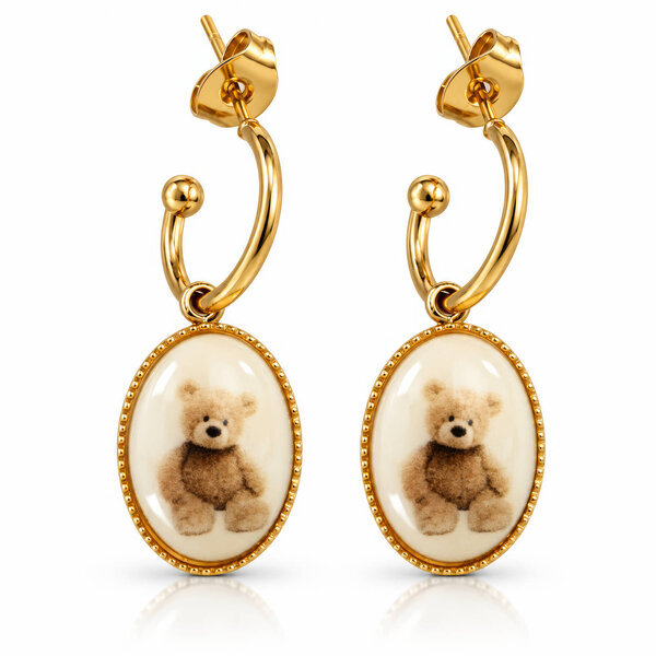 "Bear" PVD Gold-Plated Acrylic Earrings - Bubble Pop