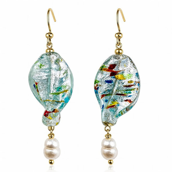 PVD Gold-Plated Glass Earrings - Bubble Pop