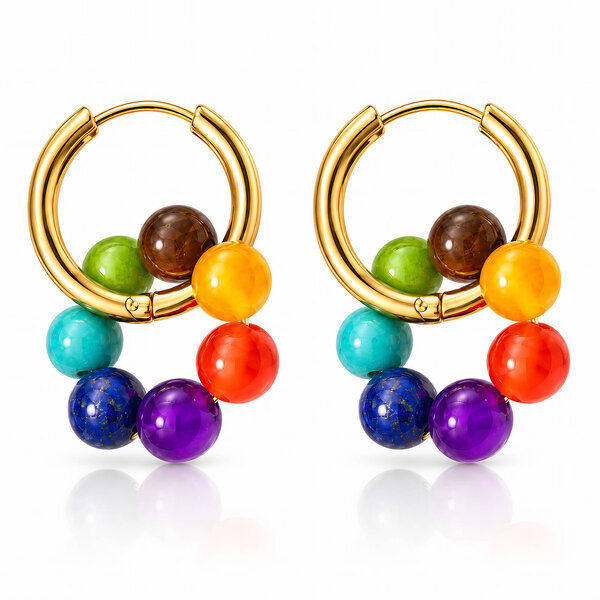 PVD Gold-Plated Natural Stone Earrings - Bubble Pop
