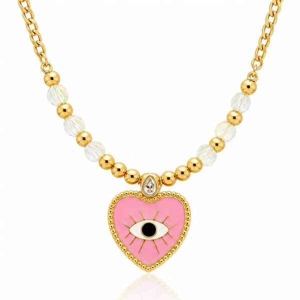 "Evil Eye" PVD Gold-Plated Brass Necklace - Bubble Pop