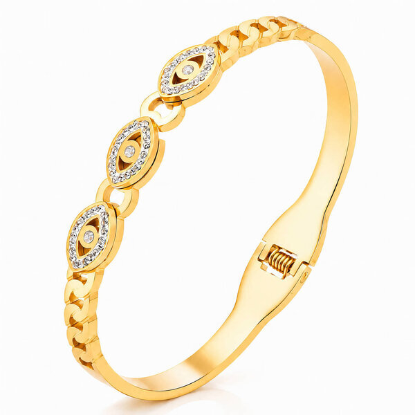 "Evil Eyes" PVD Gold-Plated Steel Bracelet - Intensity