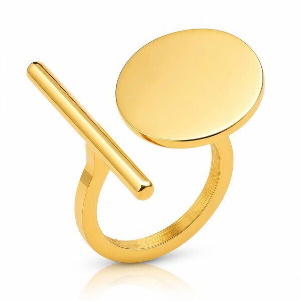 Engraving-ready PVD Gold-Plated Steel Ring - Intensity