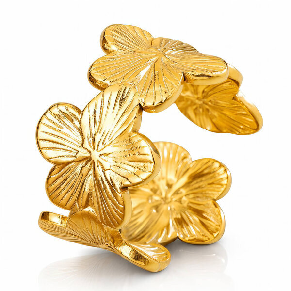 "Flower Meadow" PVD Gold-Plated Steel Ring - Intensity