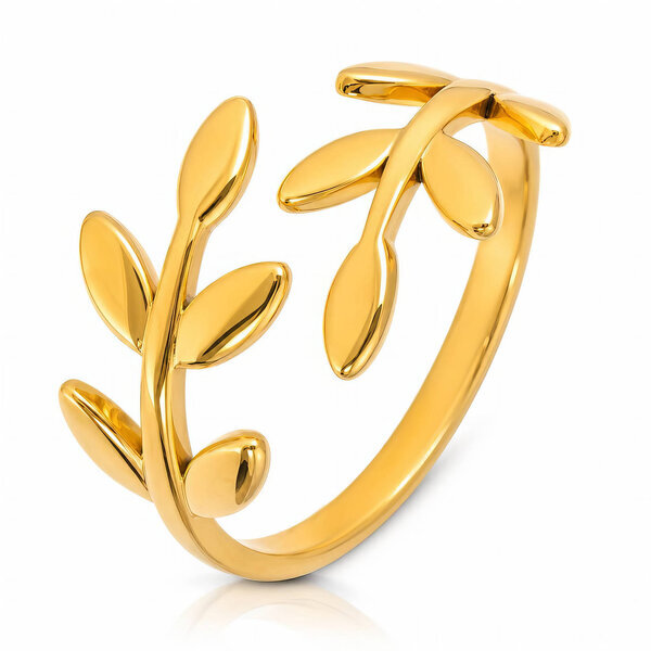 "Leaves" PVD Gold-Plated Stainless Steel Ring - Intensity