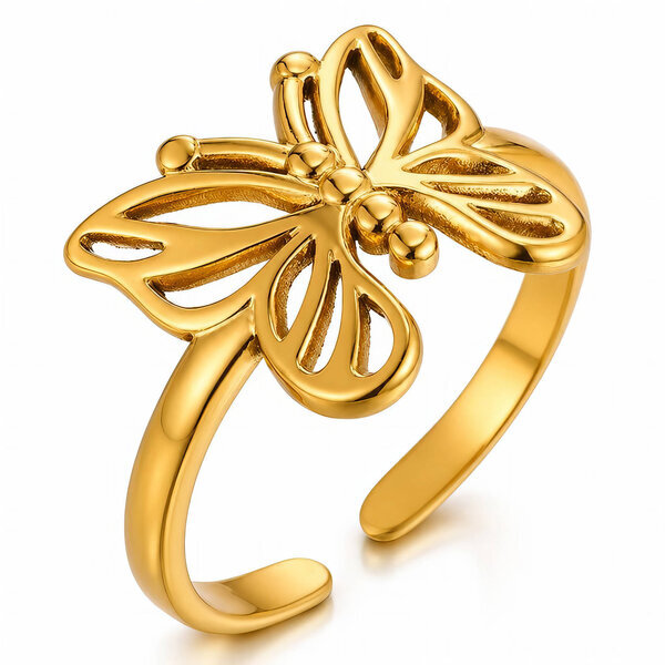"Butterfly" PVD Gold-Plated Stainless Steel Ring - Intensity