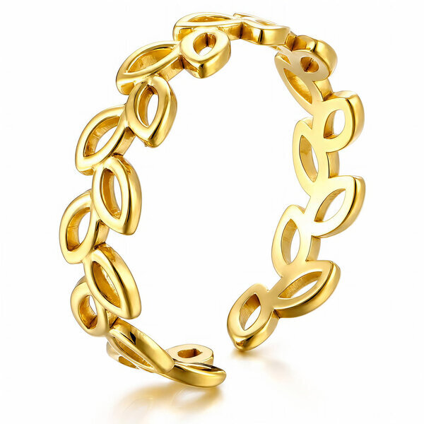 "Leaves" PVD Gold-Plated Stainless Steel Ring - Intensity