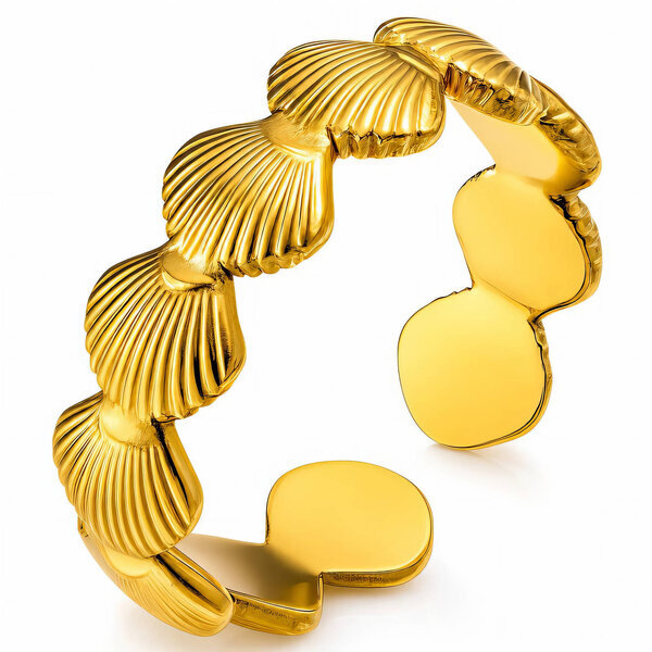 "Seashell" PVD Gold-Plated Stainless Steel Ring - Intensity