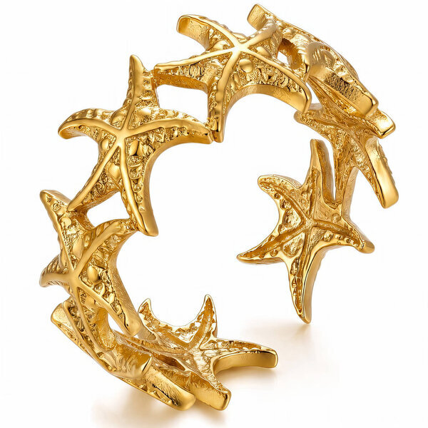 "Starfish" PVD Gold-Plated Stainless Steel Ring - Intensity