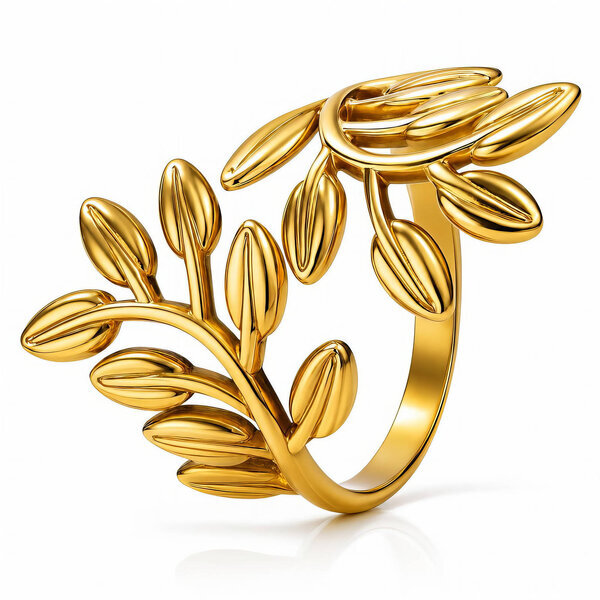 "Leaves" PVD Gold-Plated Stainless Steel Ring - Intensity