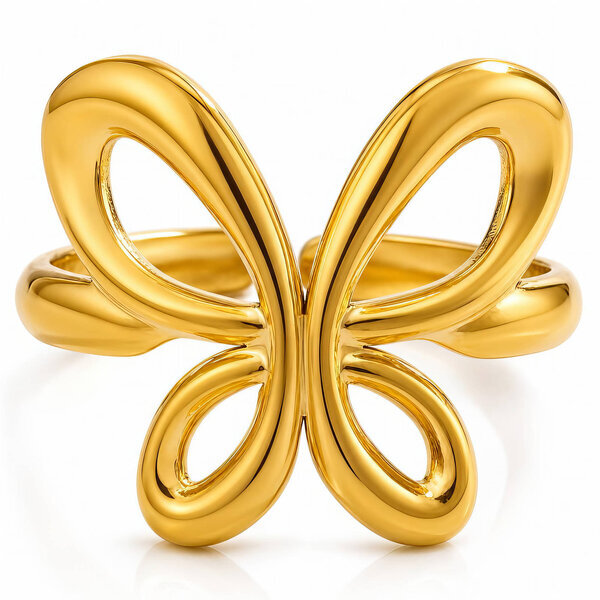 "Butterfly" PVD Gold-Plated Stainless Steel Ring - Intensity
