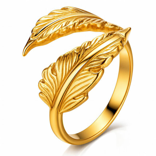 "Leaves" PVD Gold-Plated Stainless Steel Ring - Intensity