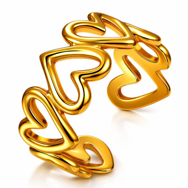 "Hearts" PVD Gold-Plated Stainless Steel Ring - Intensity