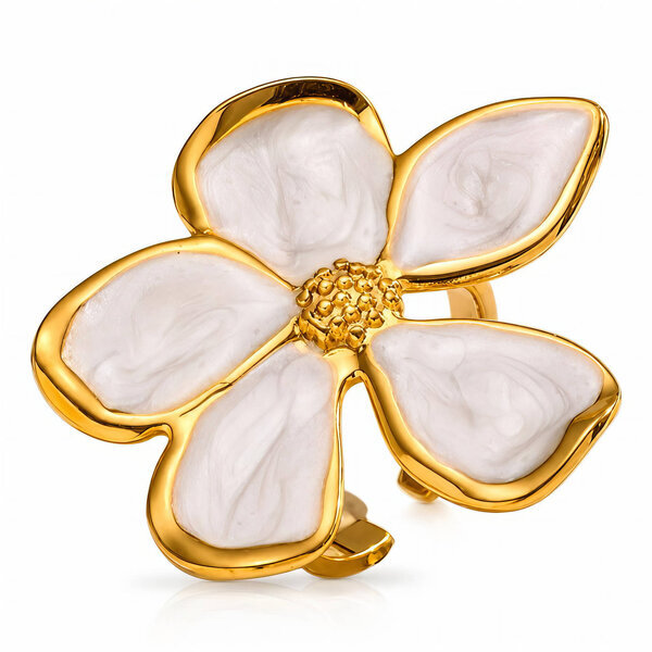 "Flower" PVD Gold-Plated Stainless Steel Ring - Intensity