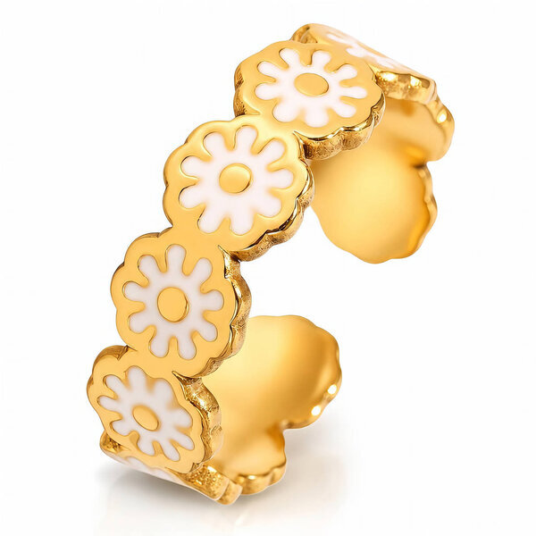"Flower Meadow" PVD Gold-Plated Steel Ring - Intensity