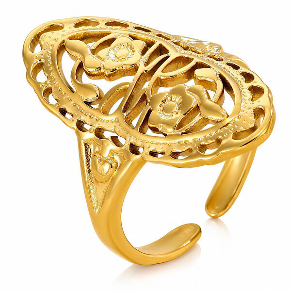 "Flowers" PVD Gold-Plated Stainless Steel Ring - Intensity