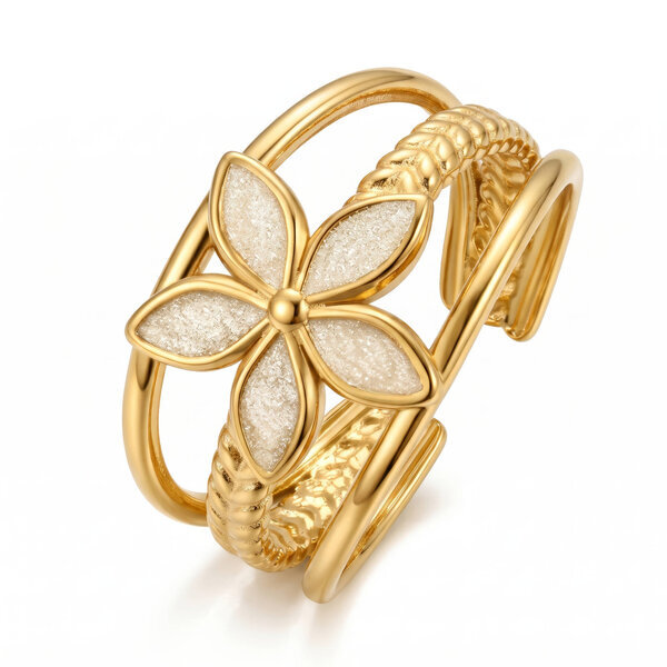 "Flower" PVD Gold-Plated Stainless Steel Ring - Intensity