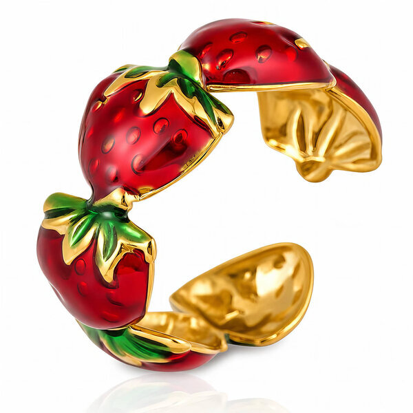 "Strawberry" PVD Gold-Plated Steel Ring - Intensity