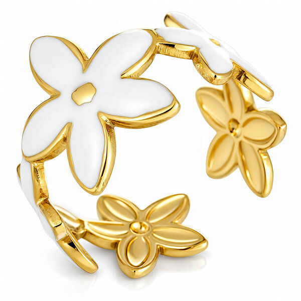 "Flower Meadow" PVD Gold-Plated Steel Ring - Intensity
