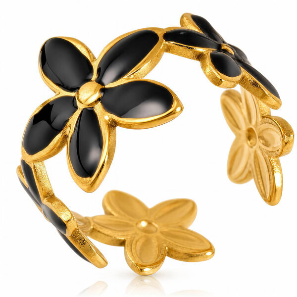 "Flower Meadow" PVD Gold-Plated Steel Ring - Intensity