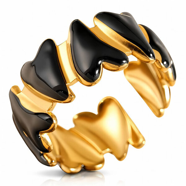 "Hearts" PVD Gold-Plated Stainless Steel Ring - Intensity