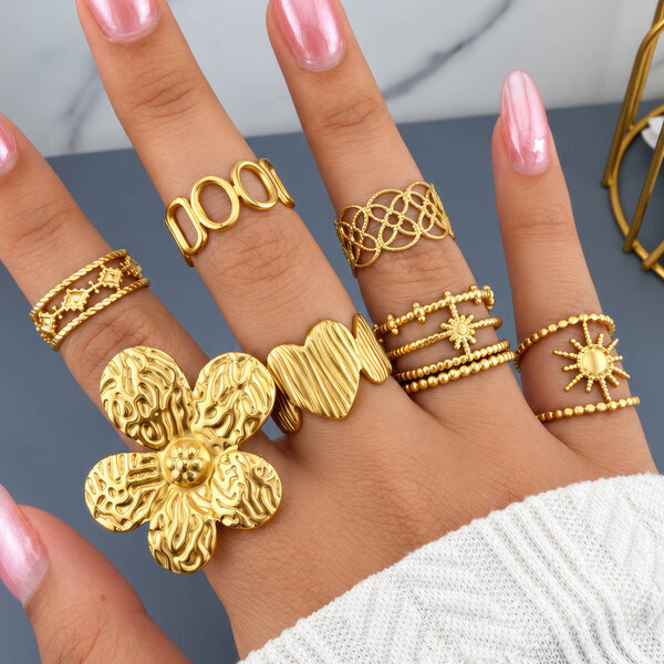 "Hearts" PVD Gold-Plated Stainless Steel Ring - Intensity