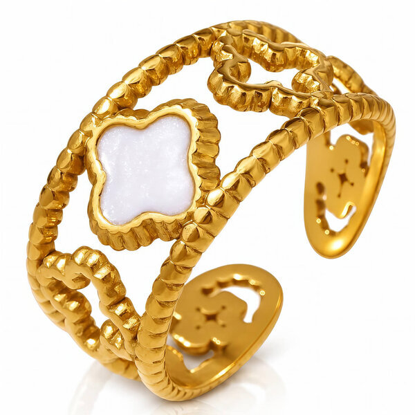 "Flower Meadow" PVD Gold-Plated Steel Ring - Intensity