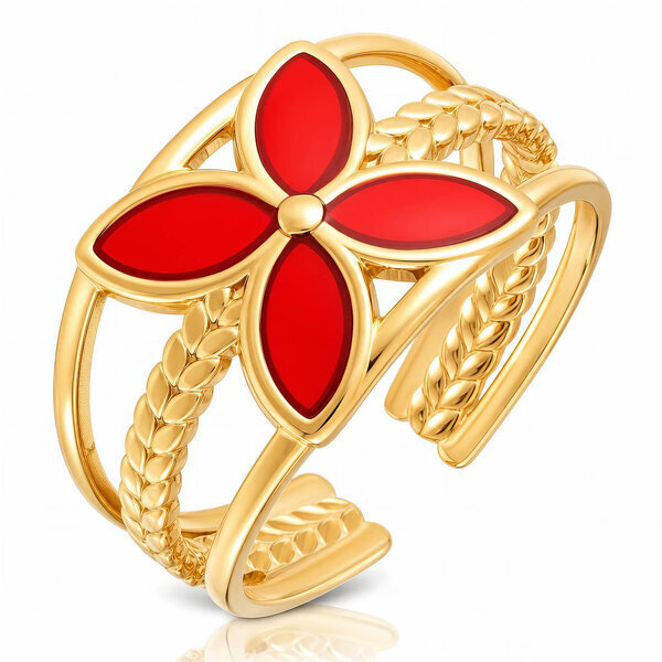 "Flower" PVD Gold-Plated Stainless Steel Ring - Intensity