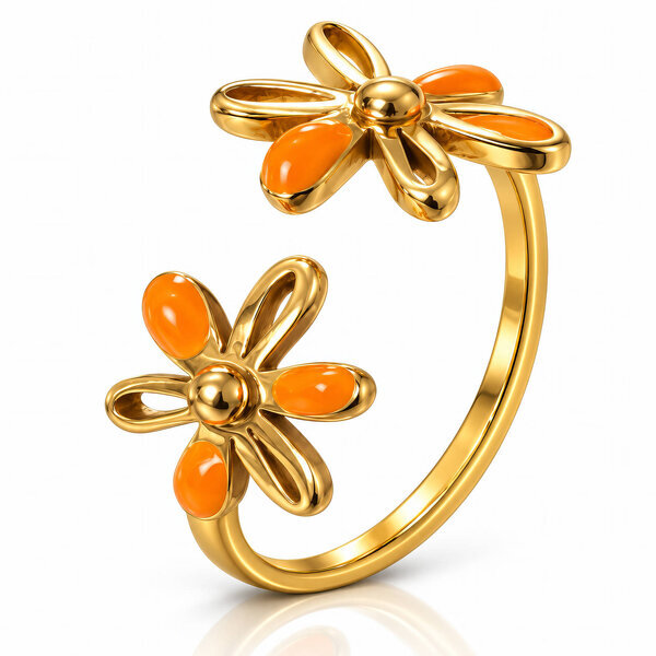 "Flowers" PVD Gold-Plated Stainless Steel Ring - Intensity