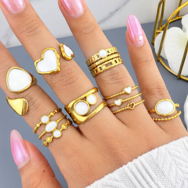 "Hearts" PVD Gold-Plated Stainless Steel Ring - Intensity