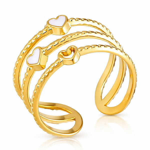 "Hearts" PVD Gold-Plated Stainless Steel Ring - Intensity