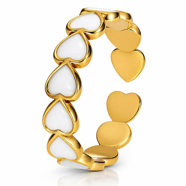 "Hearts" PVD Gold-Plated Stainless Steel Ring - Intensity