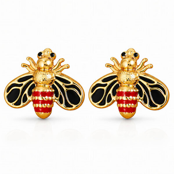 "Bees" PVD Gold-Plated Stainless Steel Earrings - Intensity