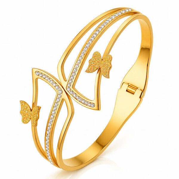 "Butterflies" PVD Gold-Plated Stainless Steel Bracelet - Intensity