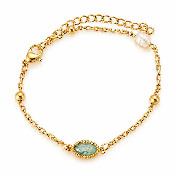 PVD Gold-Plated Steel Bracelet with Freshwater Pearl - Bubble Pop