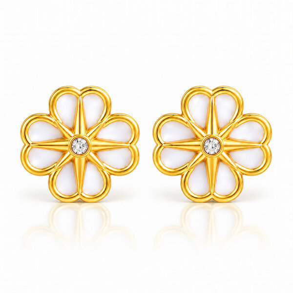 "Flowers" PVD Gold-Plated Steel Earrings - Intensity