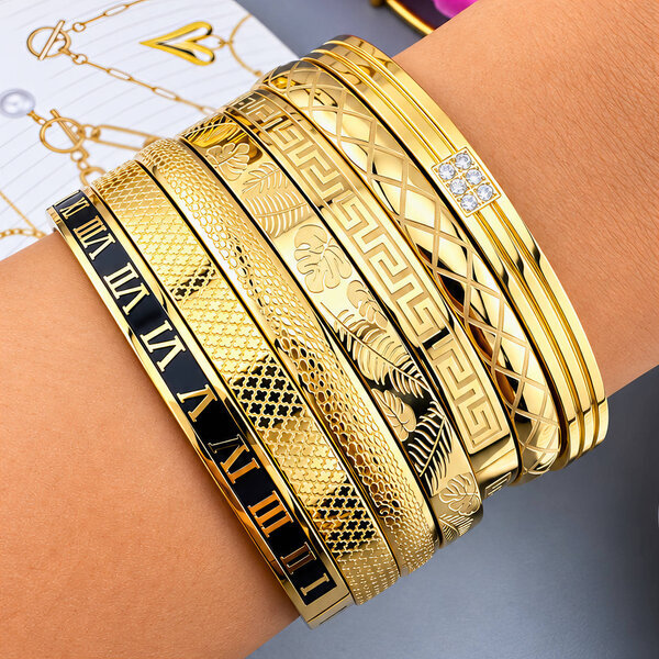 "Leaves" PVD Gold-Plated Steel Bracelet - Intensity