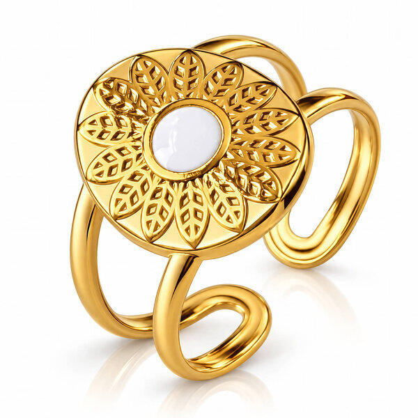 "Flower" PVD Gold-Plated Stainless Steel Ring - Intensity