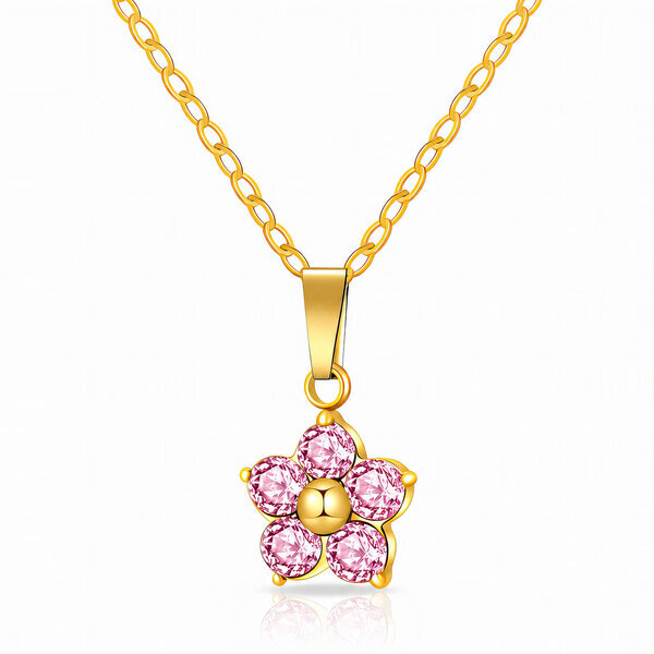 "Flower" PVD Gold-Plated Steel Necklace - Crystallic