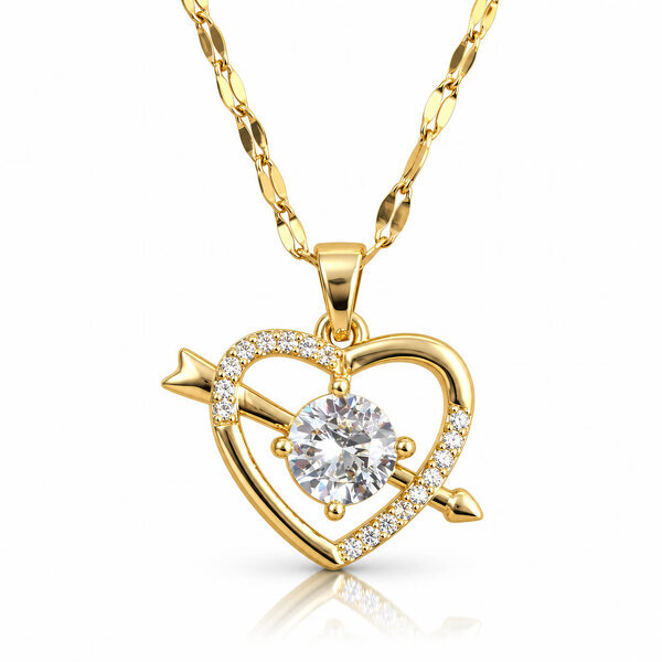 "Heart" PVD Gold-Plated Brass Necklace - Crystallic