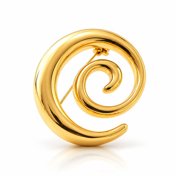 "Seashell" PVD Gold-Plated Steel Brooch - Intensity