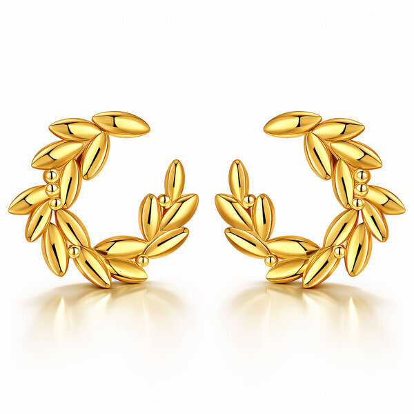 "Leafs" Earrings, 18K Gold Plated Steel