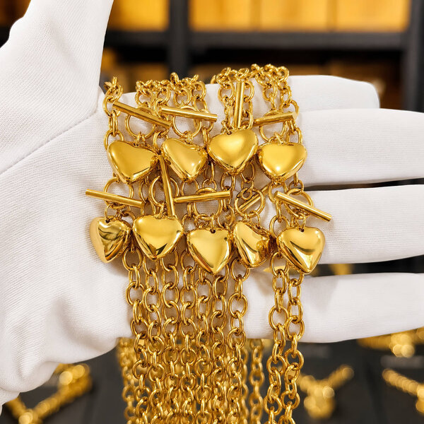 "Heart" Necklace, 18K Gold Plated Steel