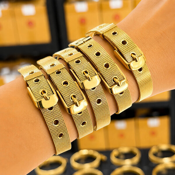 Bracelet, 18K Gold Plated Steel