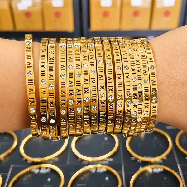 Bracelet, 18K Gold Plated Steel
