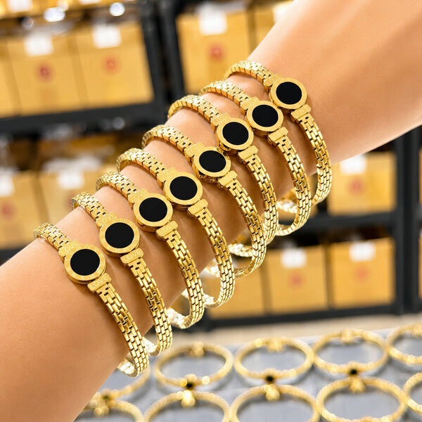 Bracelet, 18K Gold Plated Steel